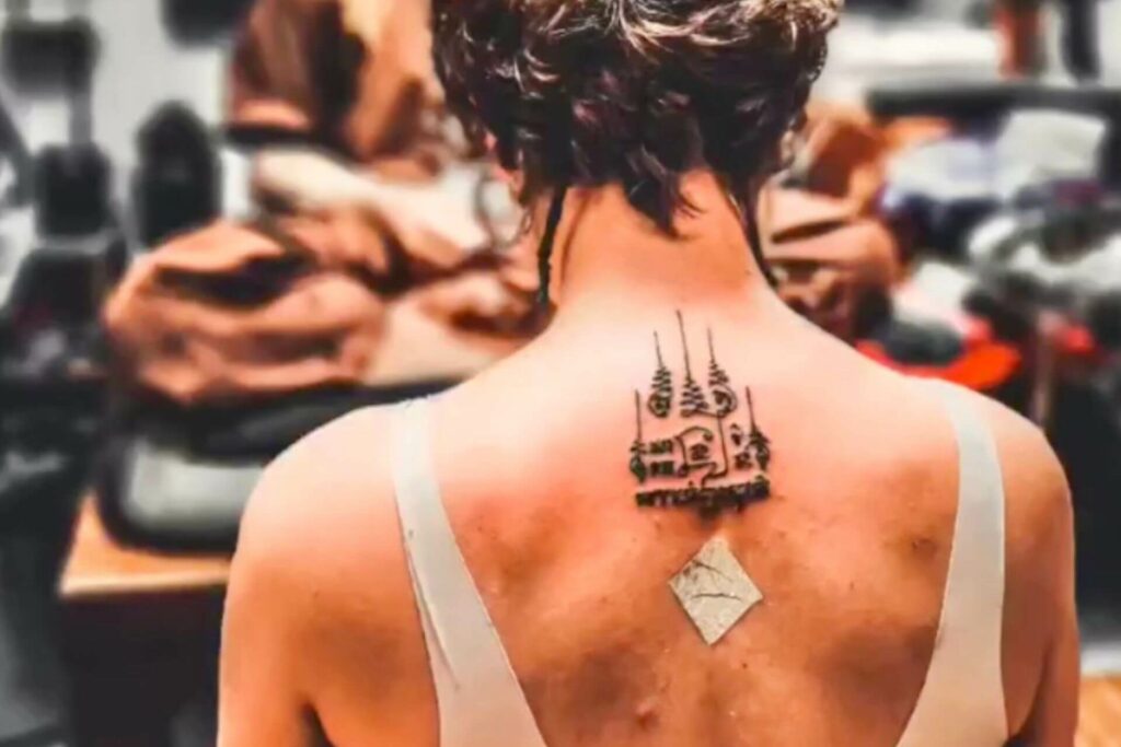 Sak Yant tattoo on a woman's back