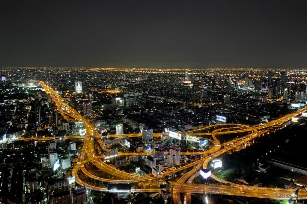 Bangkok night view from Baiyok tower
