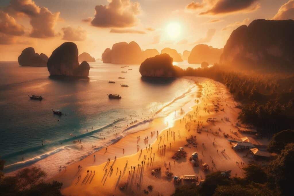 Phuket beach during sunset