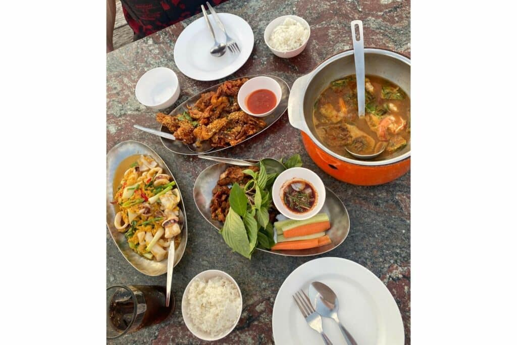 Thai food such as Tom Yum and Thai curry crab
