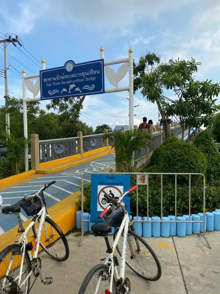 Cycling in Bang Khun Thian bridge